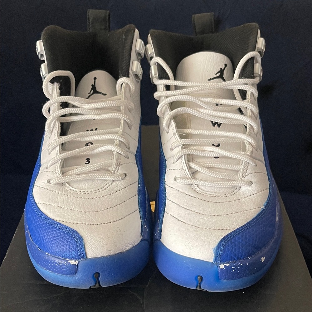 Jordan White and Blue High-Top Sneakers